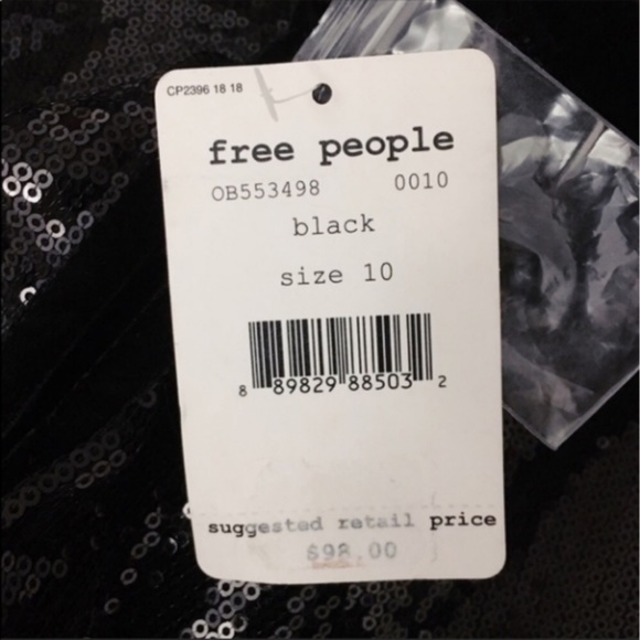 Free People Black Sequins Mini Halter Skater Dress - Picture 6 of 7